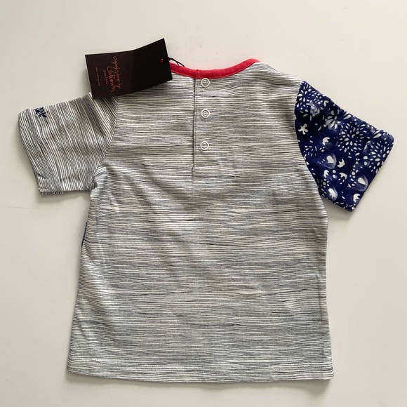 Catimini Baby Boy’s T-shirt NWT Italian Gray Blue Red Tree Cats - Picture 4 of 7